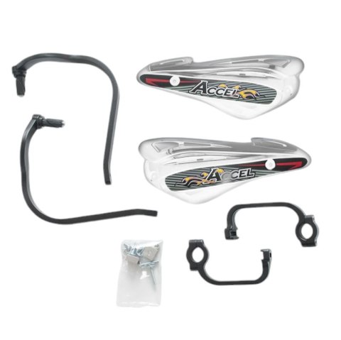 ACCEL OSŁONY RĄK (HANDBARY) Z MOCOWANIEM ALUMINIOWYM STRONG (22+28MM) MOCOWANIE 2 PUNKTOWE (ALU-CZARNY, PLASTIK-BIAŁY)