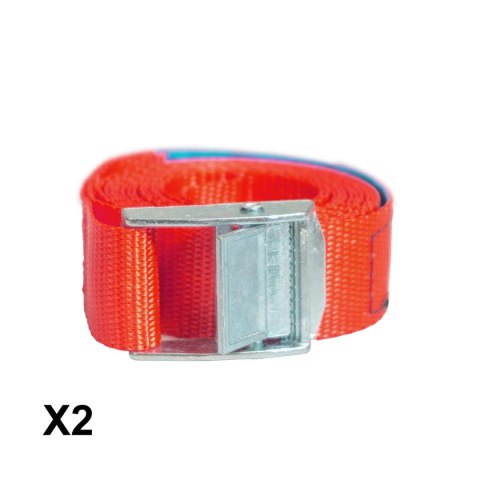 BIKETEC KOMPLET 2 PASÓW TRANSPORTOWYCH 25MM X 2M OBCIĄŻENIE DO 250KG, 2 PASY KOLOR CZERWONY