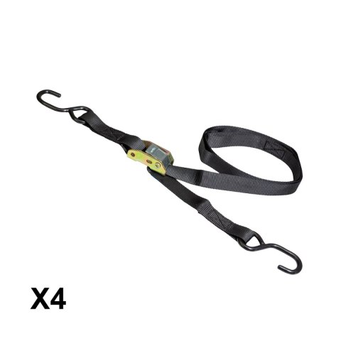 BIKETEC KOMPLET 4 PASÓW TRANSPORTOWE 25MM X 2M OBCIĄŻENIE DO 200KG, 4 PASY, KOLOR CZARNY