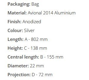 DOMINO KIEROWNICA ALUMINIOWA ALBERTO BAROZZI 22MM Z POPRZECZKĄ KOLOR SREBRNY