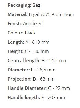 DOMINO KIEROWNICA ALUMINIOWA (ERGAL 7075) FATBAR 28MM WYSOKA (997) Z POPRZECZKĄ KOLOR CZARNY