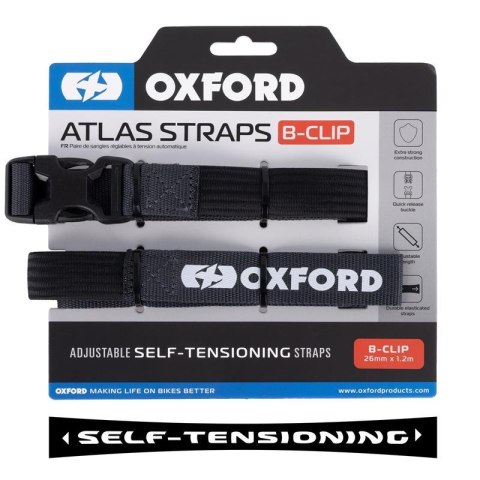 OXFORD PROMOCJA PASY TRANSPORTOWE ATLAS B-CLIP 26mm x 1.2M 2 SZTUKI W ZESTAWIE KOLOR SZARY