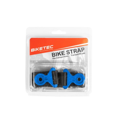 BIKETEC PAS (PASEK) TEKSTYLNY DO WYCIĄGANIA MOTOCYKLA KTM/HUSQVARNA/GASGAS (NA ŚRUBY M6) 530MM X 2,5MM X 25MM KOLOR CZARNY/NIEBI