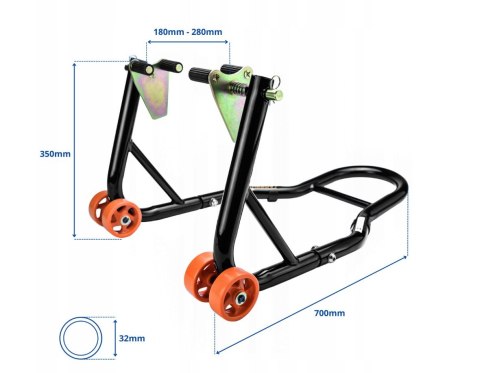 BIKETEC PROMOCJA PODNOŚNIK STOJAK MOTOCYKLOWY BIKER (PRZÓD/TYŁ) TYP-L POD WAHACZ KOMPLET