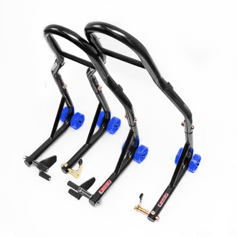 BIKETEC PROMOCJA PODNOŚNIK STOJAK MOTOCYKLOWY BIKER X (PRZÓD/TYŁ) TYP-V (ROLKI) KOMPLET