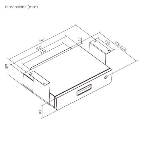 BIKETEC SZUFLADA METALOWA Z ZAMKIEM I MIEJSCEM DODTKOWYM POD BLATEM
