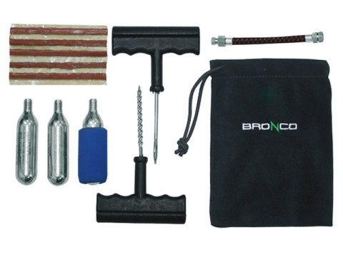 BRONCO ZESTAW NAPRAWCZY DO POMPOWANIA PRZEBITYCH OPON BEZDĘTKOWYCH (7 ELMENTÓW)