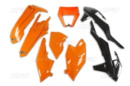 UFO KOMPLET PLASTIKÓW KTM EXC/EXC-F TPI '17-'19 Z OSŁONĄ LAMPY KOLOR OEM (POMARAŃCZOWY/CZARNY) (KT523E999)