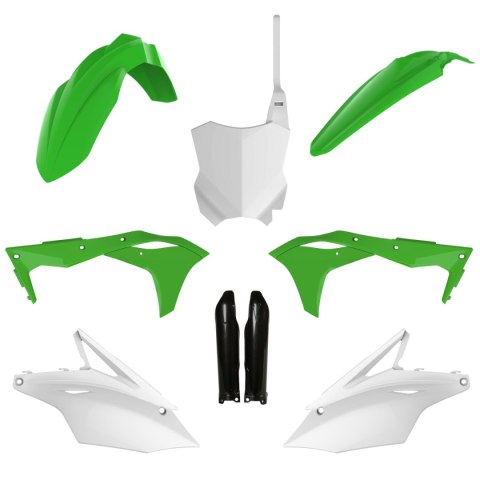 POLISPORT KOMPLET PLASTIKÓW (FULL KIT) KAWASAKI KX 250F '17-'20 W ZESTAWIE TABLICA PRZEDNIA (8665900002) I OSŁONY AMORTYZARORÓW 