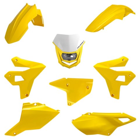 POLISPORT KOMPLET PLASTIKÓW SUZUKI DR-Z 400 (DRZ400) '00-'25 W ZESTAWIE LAMPA PRZEDNIA (RESTYLING) KOLOR ŻÓŁTY