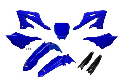 UFO 2025/11 KOMPLET PLASTIKÓW (FULL KIT) Z OSŁONAMI TELESKOPÓW (AMORTYZATORÓW) YAMAHA YZ 125 / 250 '22-'26 KOLOR NIEBIESKI OEM (