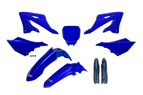 UFO 2025/11 KOMPLET PLASTIKÓW (FULL KIT) Z OSŁONAMI TELESKOPÓW (AMORTYZATORÓW) YAMAHA YZ 125 / 250 '22-'26 KOLOR NIEBIESKI OEM (