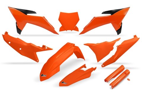 UFO KOMPLET PLASTIKÓW (FULL KIT) Z OSŁONAMI TELESKOPÓW (AMORTYZATORÓW) KTM SX 125 / 150 / 250 / 300 '25-'26, SXF (SX-F) 250 / 35