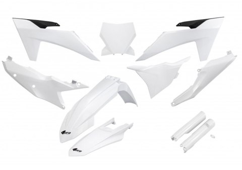 UFO KOMPLET PLASTIKÓW (FULL KIT) Z OSŁONAMI TELESKOPÓW (AMORTYZATORÓW) KTM SX 125 / 250 / 300 TBI '23-'24, SX-F 250 / 350 / 450 