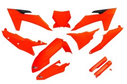 UFO KOMPLET PLASTIKÓW (FULL KIT) Z OSŁONAMI TELESKOPÓW (AMORTYZATORÓW) KTM SX 125 / 250 / 300 TBI '23-'24, SX-F 250 / 350 / 450 