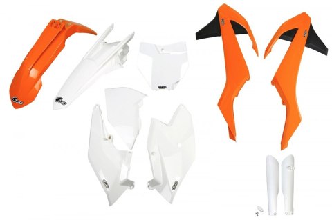 UFO KOMPLET PLASTIKÓW (FULL KIT) Z OSŁONAMI TELESKOPÓW (AMORTYZATORÓW) KTM SX/SXF '16-'18 (Z WYJĄTKIEM SX 250 '16), KOLOR OEM '1