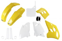 UFO KOMPLET PLASTIKÓW (FULL KIT) Z OSŁONAMI TELESKOPÓW (AMORTYZATORÓW) SUZUKI RM 125 '94-'95, RM 250 '94-'95 KOLOR OEM (ZÓŁTY/BI