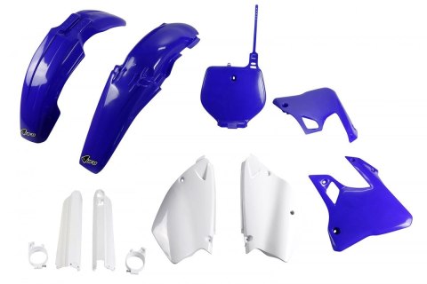 UFO KOMPLET PLASTIKÓW (FULL KIT) Z OSŁONAMI TELESKOPÓW (AMORTYZATORÓW) YAMAHA YZ 125 '96-'99, YZ 250 '96-'99 KOLOR NIEBIESKI/BIA