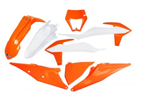 UFO KOMPLET PLASTIKÓW KTM EXC 125 '20-'21, EXC 250 / 300 TPI '20-'23, EXC-F 250 / 350 / 450 / 500 '20-'23 Z OSŁONĄ LAMPY KOLOR O