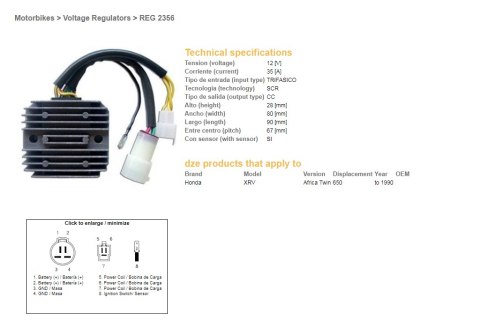 DZE REGULATOR NAPIĘCIA HONDA XRV 650 AFRICA TWIN '90 (OEM-31600-MS8-000)