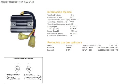 DZE REGULATOR NAPIĘCIA KAWASAKI ZX-9R '00-'03; ZX 12R '00-'03 (35A) (21066-1119) (ESR516)