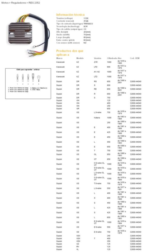 DZE REGULATOR NAPIĘCIA SUZUKI GS 250/400/450/550/650/750/1000; GSX 400/750/1000/1100 (ESR100,ESR090)